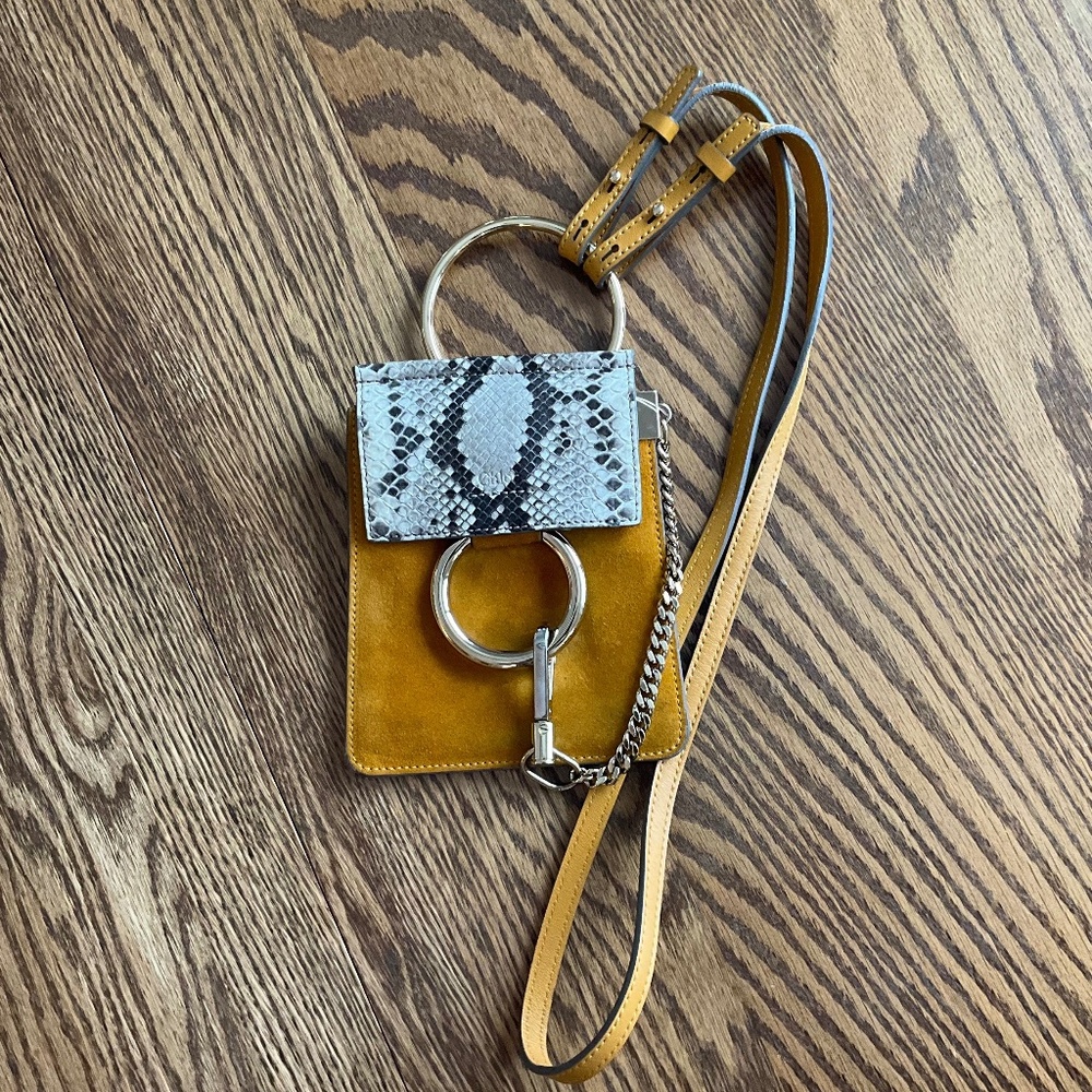 Faye Bracelet Crossbody Bag Suede And Leather With Python Mini